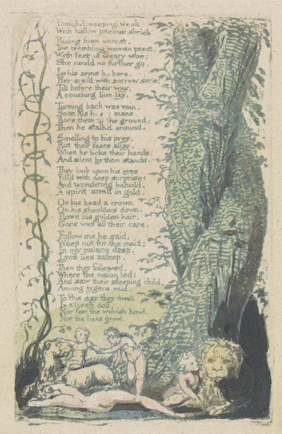 Das kleine Mädchen gefunden, und verhungert weinend..., Platte 2 aus Die Lieder der Unschuld, 1789 von William Blake